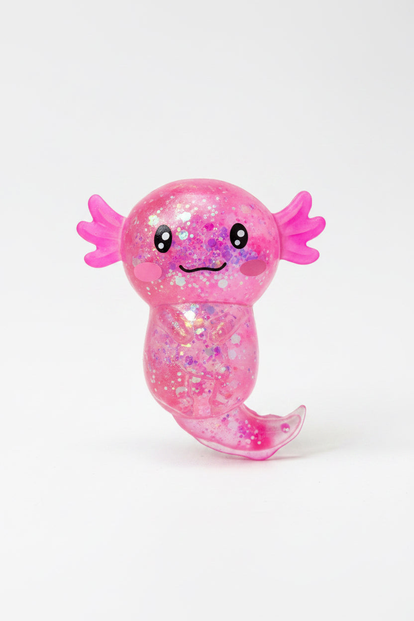 Glitter-Filled Axolotl Pink Squishy Toy