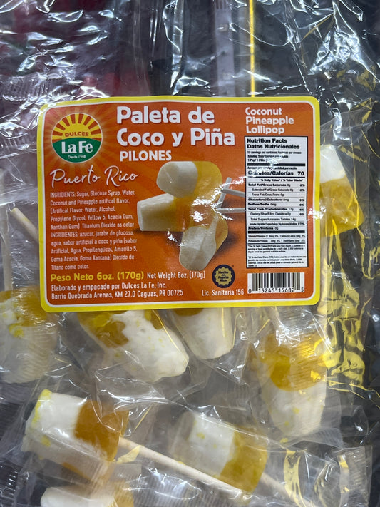 Paleta de Piña y Coco La Fe 6 oz