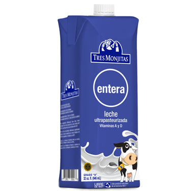 TRES MONJITAS LECHE UHT ENTERA 32 oz