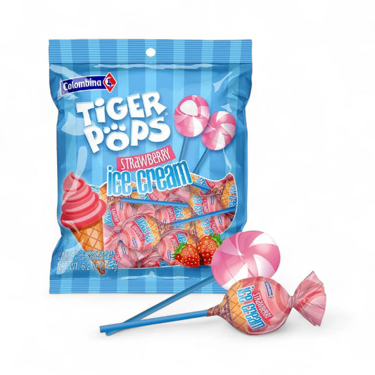 Colombina - Tiger Pops Strawberry Ice Cream Lollipops 6.2oz