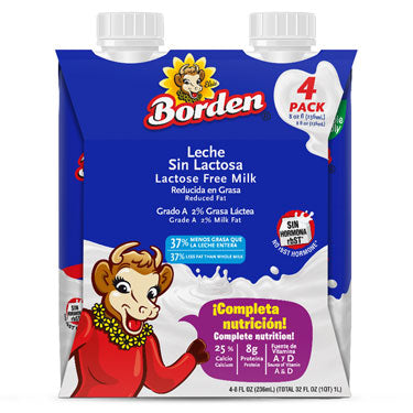 BORDEN LACTOSE FREE MILK 4PK 8 oz