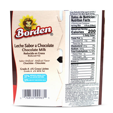 BORDEN CHOCOLATE MILK 4PK 8 oz