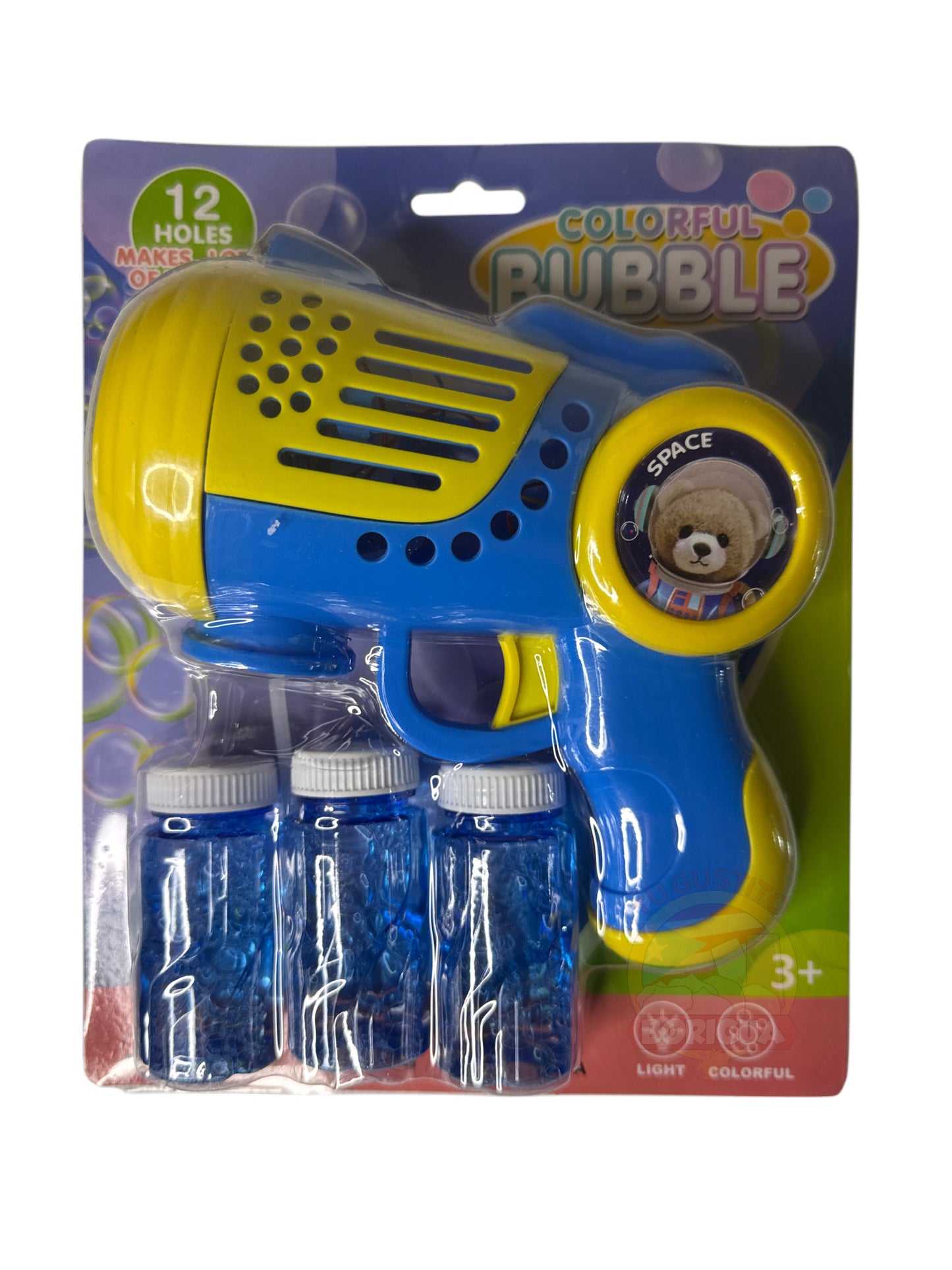 Blue Yellow Bear Astronaut Bubble Gun