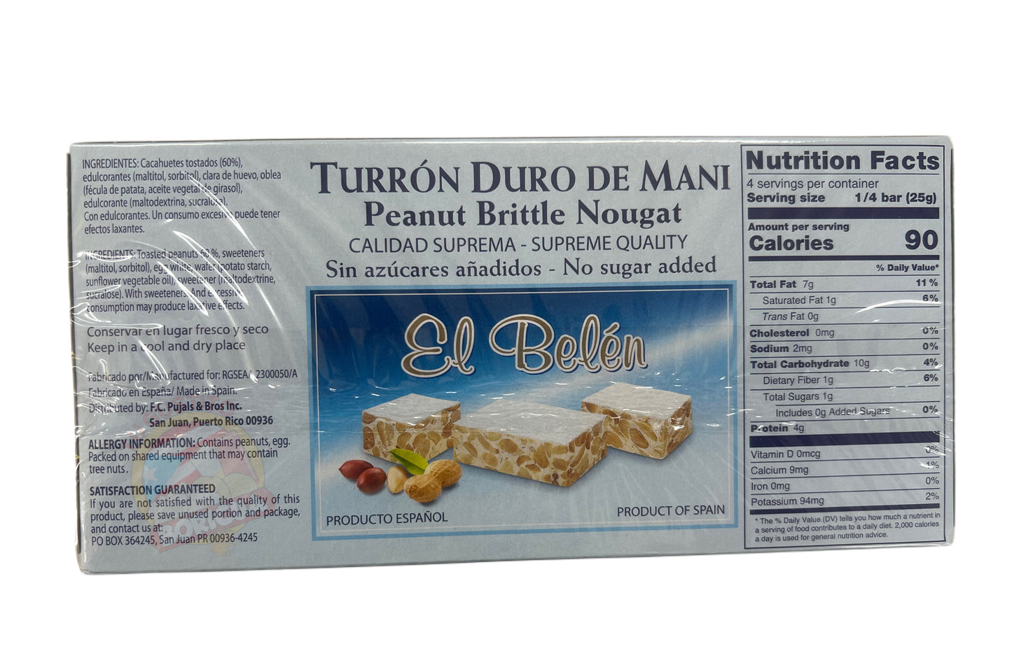 Turrón Duro de Maní El Belén (No Sugar added) 3.5oz