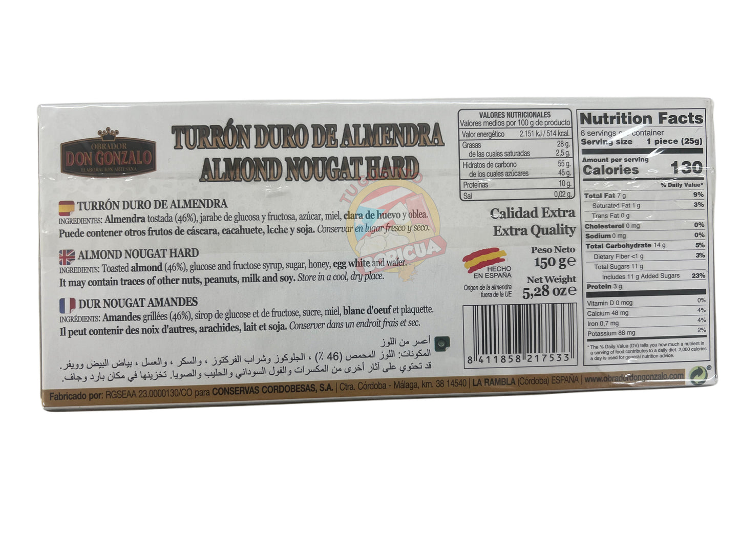 Turrón Duro de Almendra Don Gonzalo 5.28oz