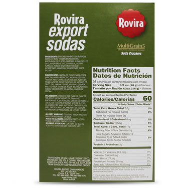 ROVIRA EXPORT SODAS MULTIGRAIN CRACKERS 20.25 oz