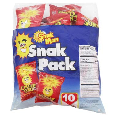 SNACK MAN CHEESE CURLS 10PK .25 OZ